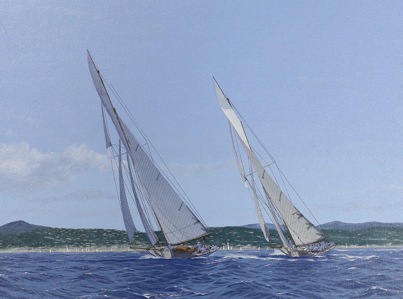 Ron Charles Mitchell (1960-), oil on canvas, 'Marquita & Tuiga racing, Regatta Royales, Cannes', signed, 45 x 60cm